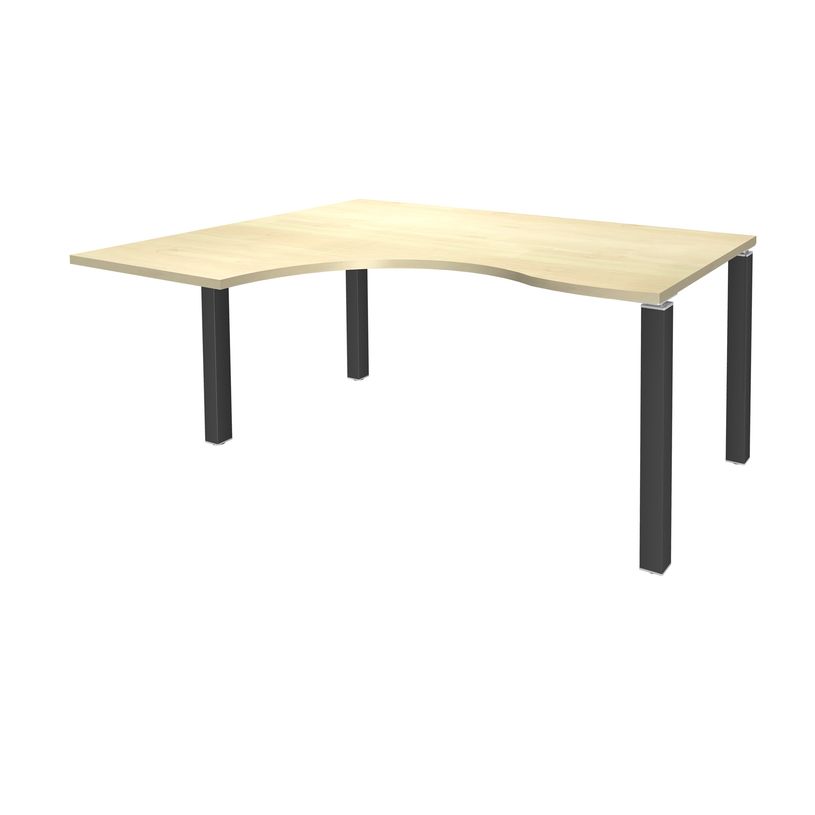 3253310164529-Bureau compact EXPRIM - L180 cm - Retour gauche - Plateau imitation Erable - Pieds carbone (Pieds de renfort obligato-P_79432333_1-0