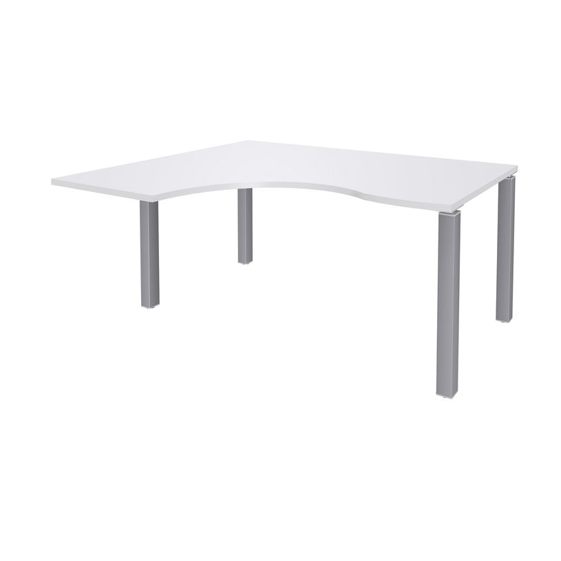 3253310164543-Bureau compact EXPRIM - L180 cm - Retour gauche - Plateau Blanc perle - Pieds alu (Pieds de renfort obligato-P_79432335_1-0