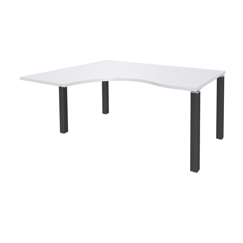 3253310164550-Bureau compact EXPRIM - L180 cm - Retour gauche - Plateau Blanc perle - Pieds carbone (Pieds de renfort obligato-P_79432336_1-0