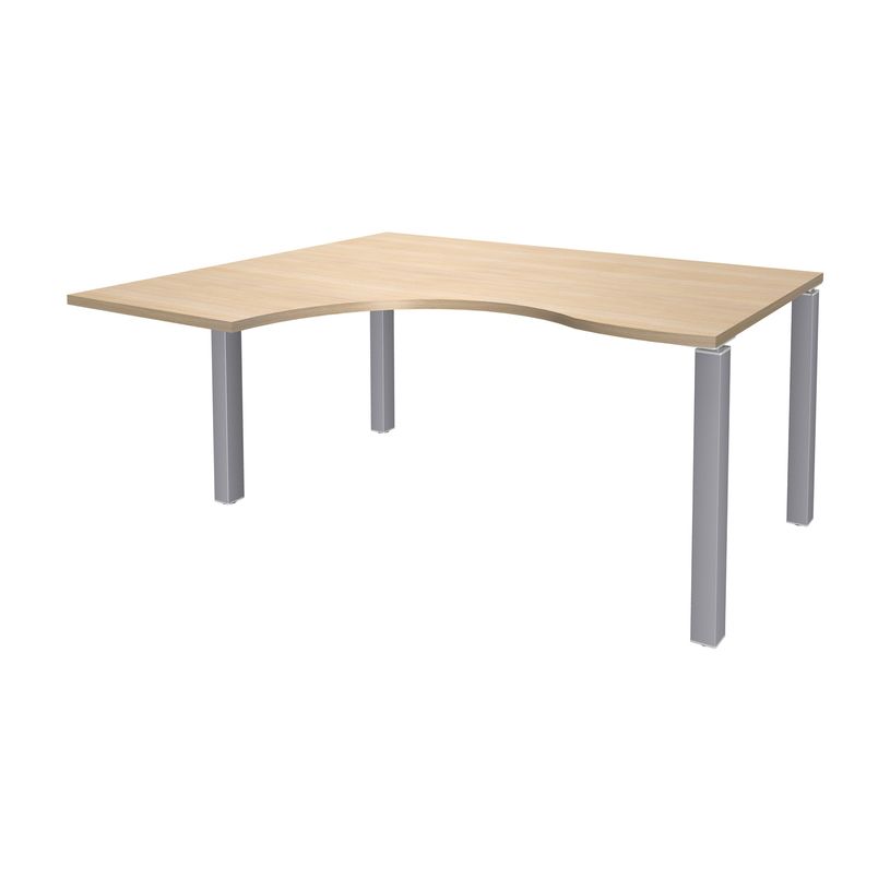 3253310164574-Bureau compact EXPRIM - L180 cm - Retour gauche - Plateau imitation Chêne clair - Pieds alu (Pieds de renfort obligato-P_79432338_1-0