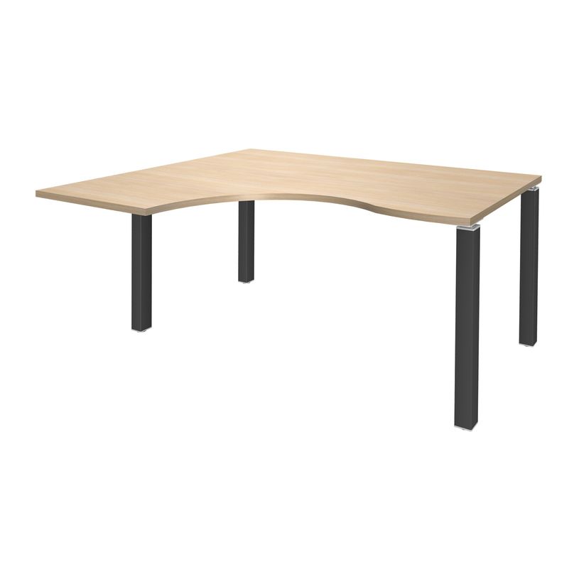 3253310164581-Bureau compact EXPRIM - L180 cm - Retour gauche - Plateau imitation Chêne clair - Pieds carbone (Pieds de renfort obligato-P_79432339_1-0