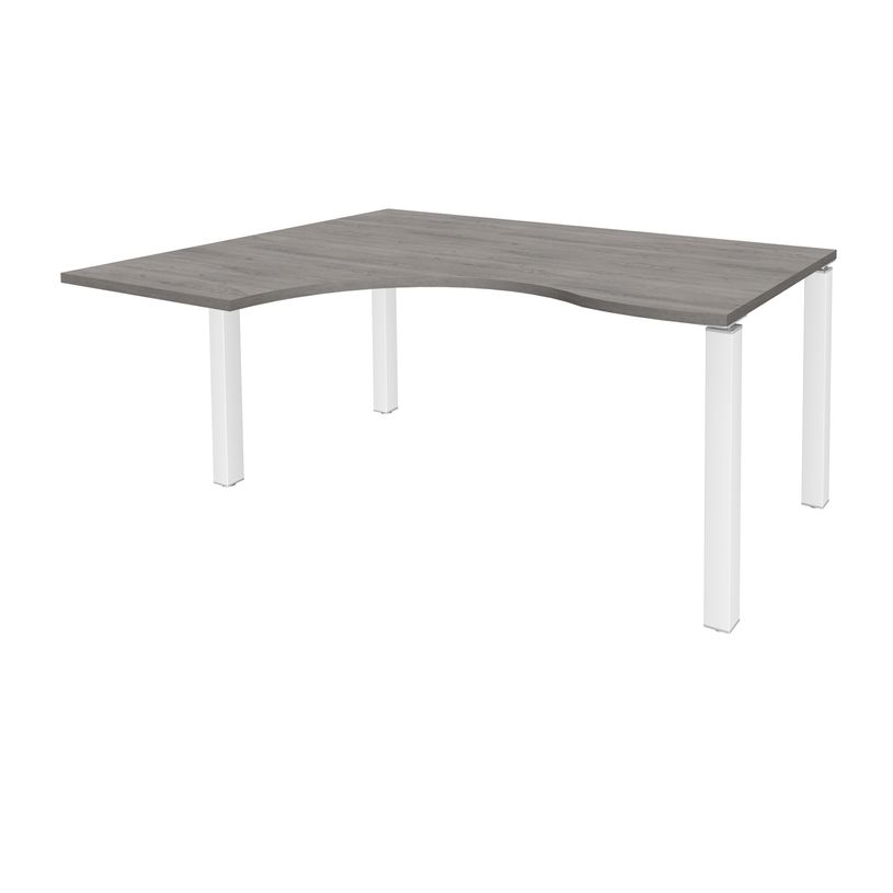 3253310164598-Bureau compact EXPRIM - L180 cm - Retour gauche - Plateau imitation Chêne gris - Pieds blanc (Pieds de renfort obligato-P_79432340_1-0