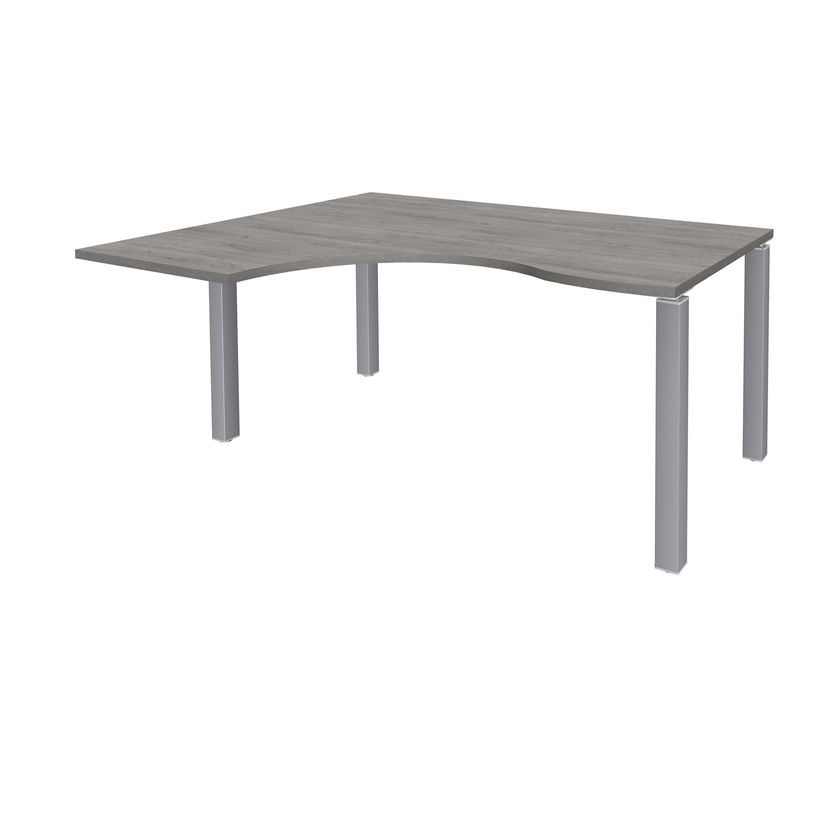 3253310164604-Bureau compact EXPRIM - L180 cm - Retour gauche - Plateau imitation Chêne gris - Pieds alu (Pieds de renfort obligato-P_79432341_1-0