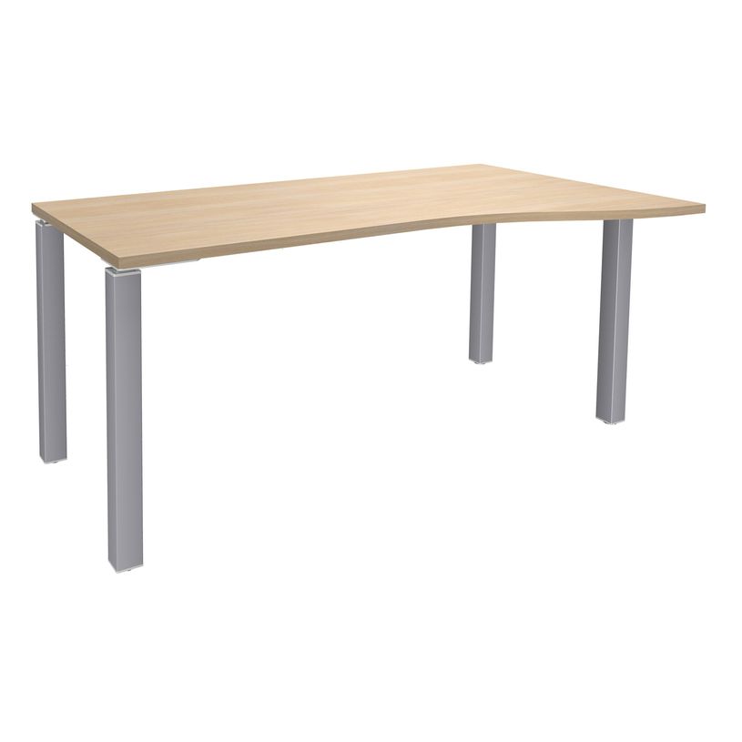 3253310164727-Bureau Vague EXPRIM - L140 cm - Retour droite - Plateau imitation Chêne clair - Pieds alu-P_79432353_1-0