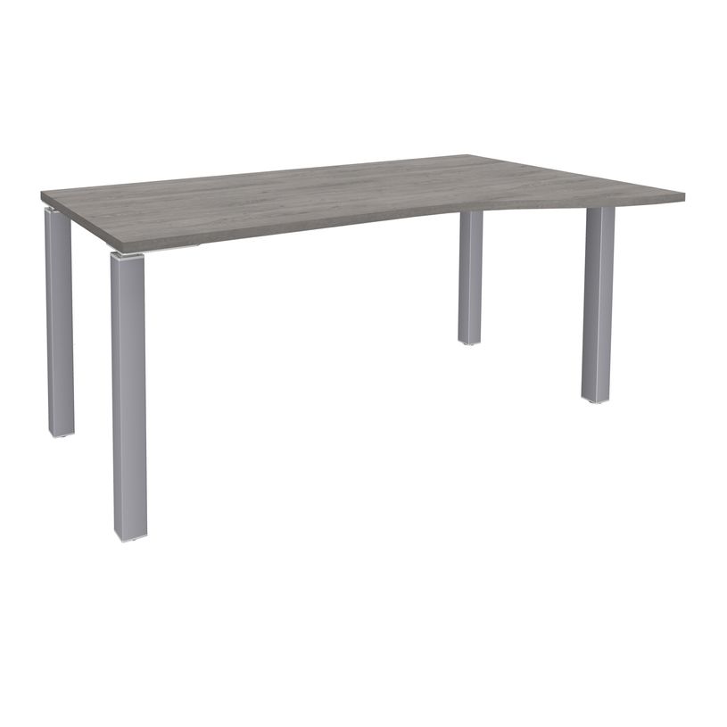 3253310164758-Bureau Vague EXPRIM - L140 cm - Retour droite - Plateau imitation Chêne gris - Pieds alu-P_79432356_1-0