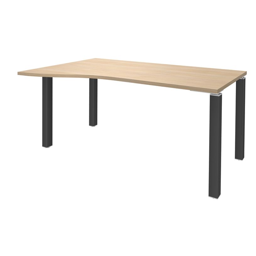 3253310164888-Bureau Vague EXPRIM - L140 cm - Retour gauche - Plateau imitation Chêne clair - Pieds carb-P_79432369_1-0