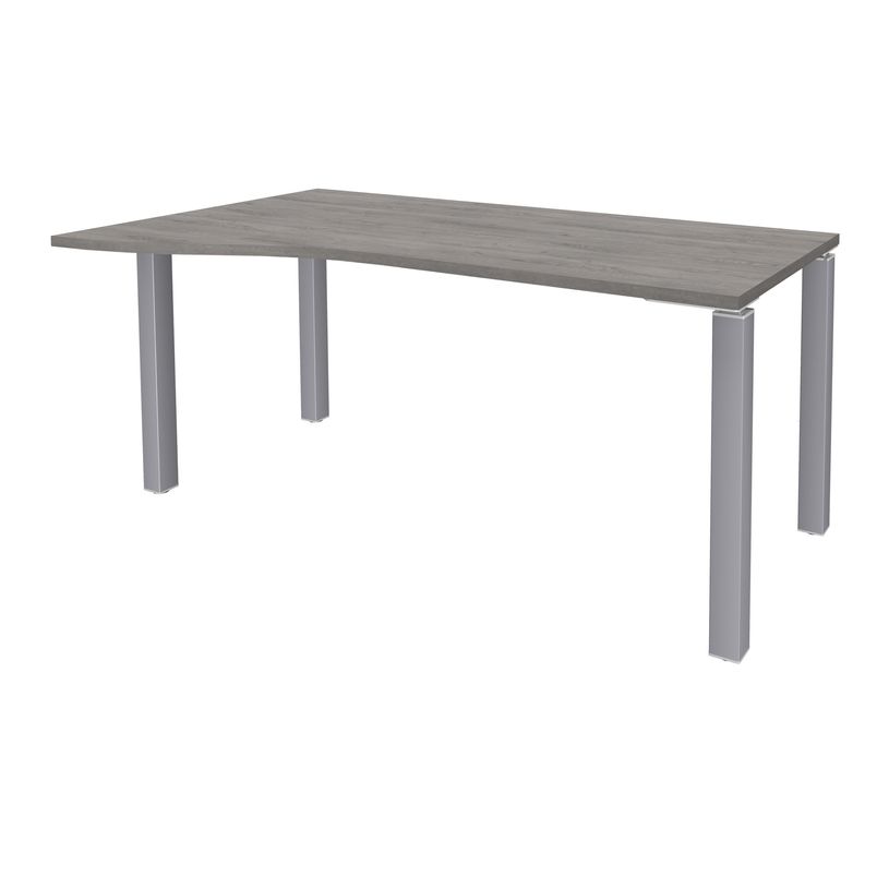 3253310164901-Bureau Vague EXPRIM - L140 cm - Retour gauche - Plateau imitation Chêne gris - Pieds alu-P_79432371_1-0