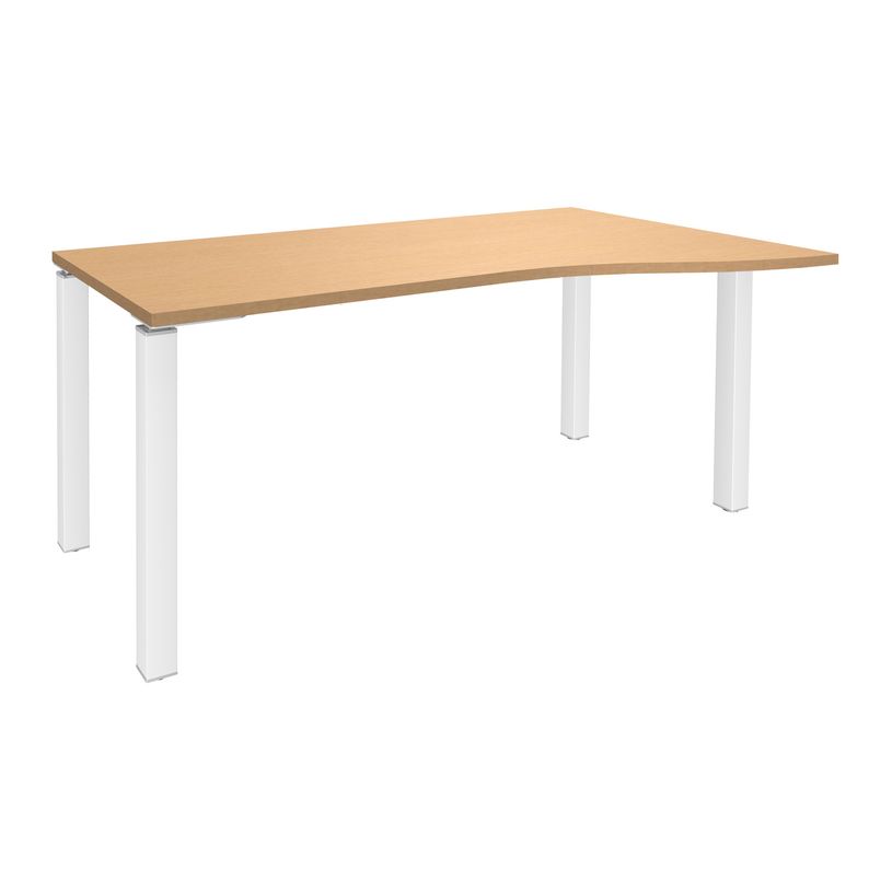 3253310164925-Bureau Vague EXPRIM - L160 cm - Retour droite - Plateau imitation Hêtre - Pieds blanc-P_79432373_1-0