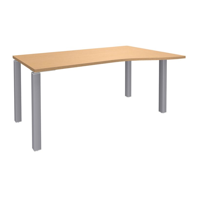 3253310164932-Bureau Vague EXPRIM - L160 cm - Retour droite - Plateau imitation Hêtre - Pieds alu-P_79432374_1-0