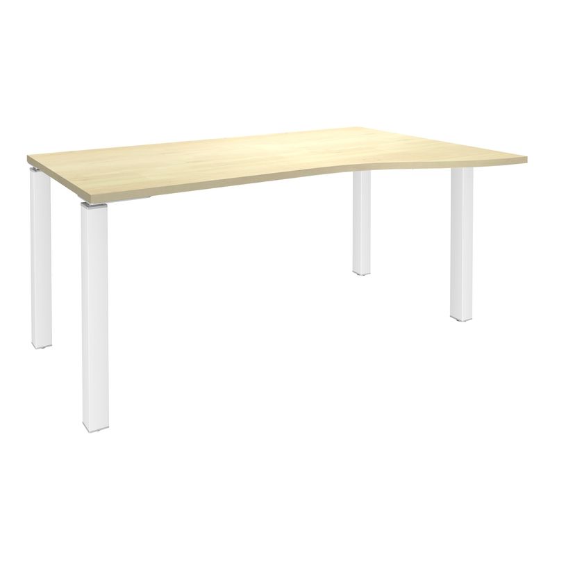 3253310164956-Bureau Vague EXPRIM - L160 cm - Retour droite - Plateau imitation Erable - Pieds blanc-P_79432376_1-0