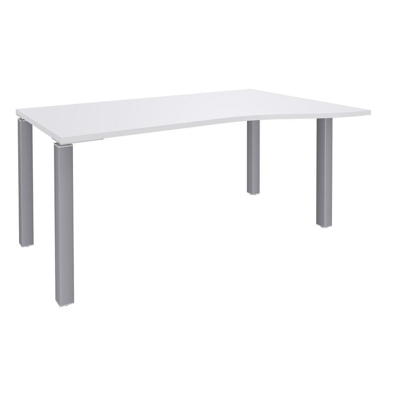 3253310164994-Bureau Vague EXPRIM - L160 cm - Retour droite - Plateau Blanc perle - Pieds alu-P_79432380_1-0