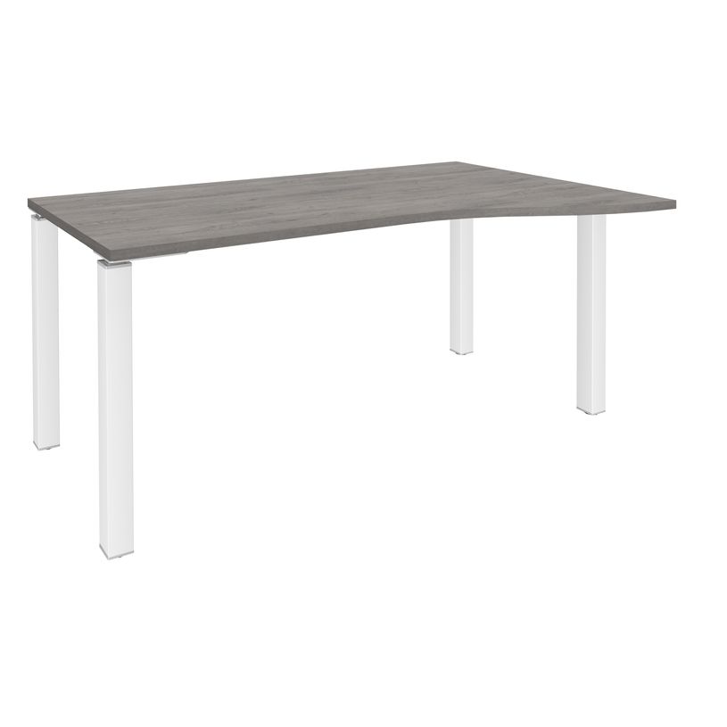 3253310165045-Bureau Vague EXPRIM - L160 cm - Retour droite - Plateau imitation Chêne gris - Pieds blanc-P_79432385_1-0