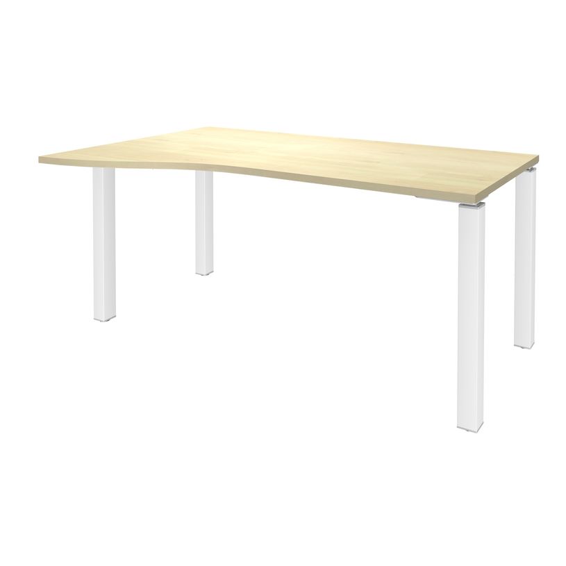 3253310165106-Bureau Vague EXPRIM - L160 cm - Retour gauche - Plateau imitation Erable - Pieds blanc-P_79432391_1-0