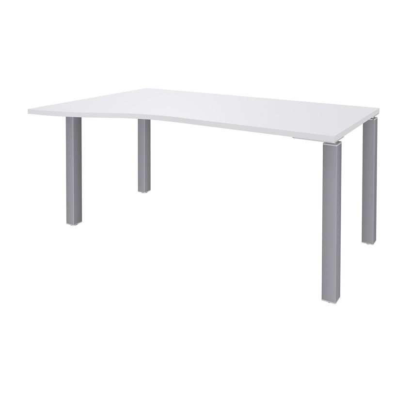 3253310165144-Bureau Vague EXPRIM - L160 cm - Retour gauche - Plateau Blanc perle - Pieds alu-P_79432395_1-0