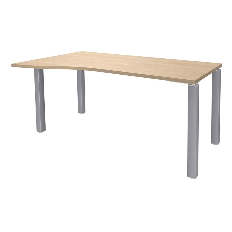3253310165175-Bureau Vague EXPRIM - L160 cm - Retour gauche - Plateau imitation Chêne clair - Pieds alu-P_79432398_1-0