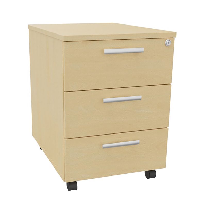 3253310165359-Caisson mobile EXPRIM/LOFTER/LEVEL - L43 x H56 x P60 cm - 3 tiroirs - Imitation Hêtre--0