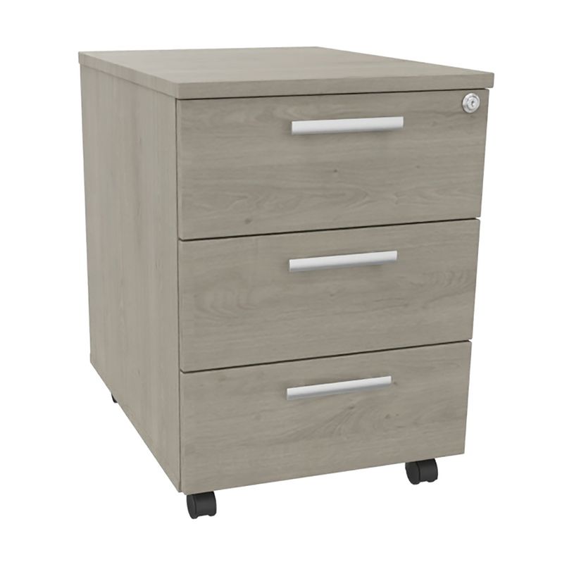 3253310165366-Caisson mobile EXPRIM/LOFTER/LEVEL - L43 x H56 x P60 cm - 3 tiroirs - Imitation Chêne gris--0