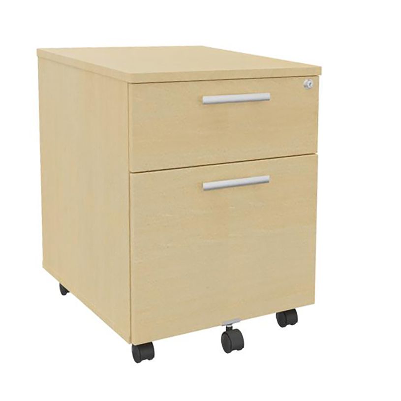 3253310165373-Caisson mobile EXPRIM/LOFTER/LEVEL - L43 x H56 x P60 cm - 2 tiroirs dont 1 DS - Imitation Hêtre--0