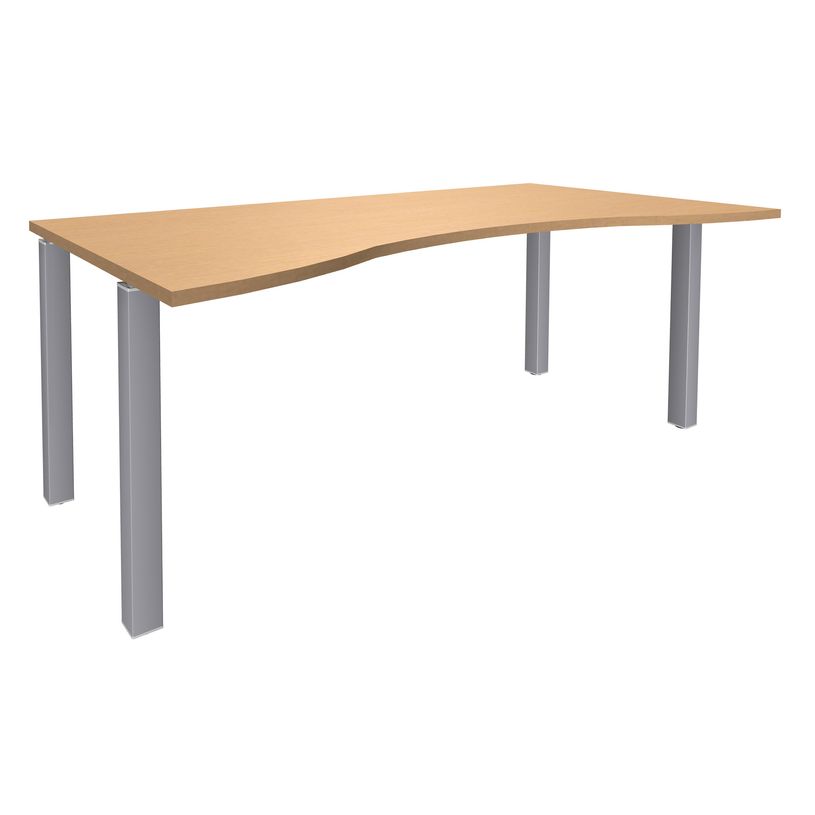 3253310165236-Bureau vague symétrique EXPRIM - L180 cm - Plateau imitation Hêtre - Pieds alu-P_79432404_1-0