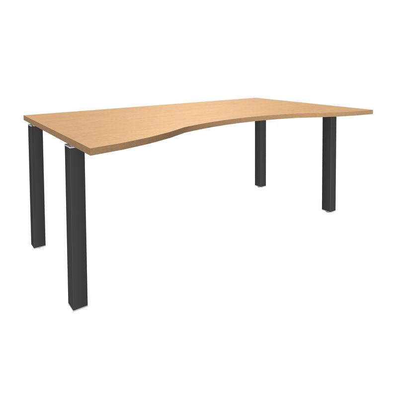 3253310165243-Bureau vague symétrique EXPRIM - L180 cm - Plateau imitation Hêtre - Pieds carbone-P_79432405_1-0