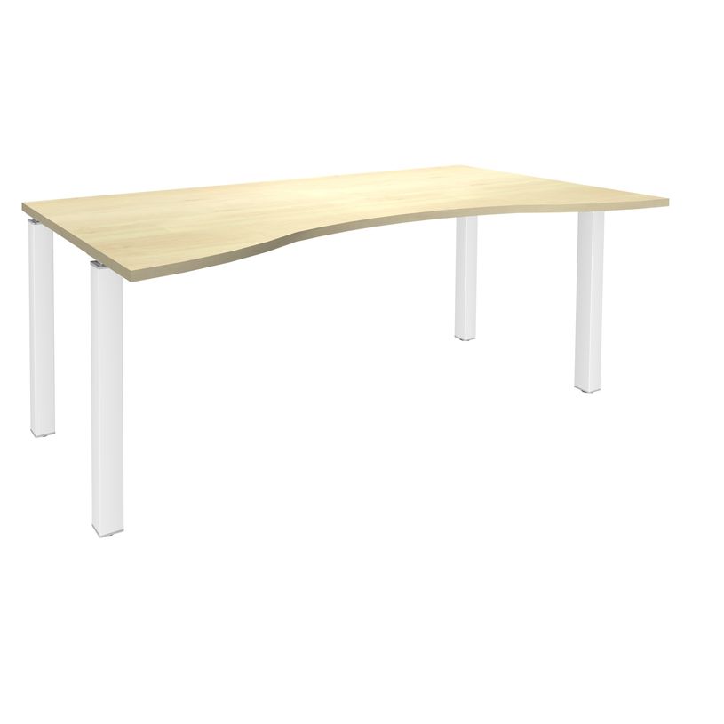 3253310165250-Bureau vague symétrique EXPRIM - L180 cm - Plateau imitation Erable - Pieds blanc-P_79432406_1-0