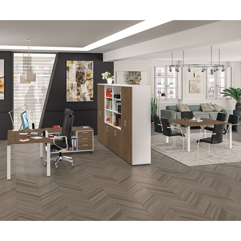 3253310165274-Bureau vague symétrique EXPRIM - L180 cm - Plateau imitation Erable - Pieds carbone-P_79432408_3-1