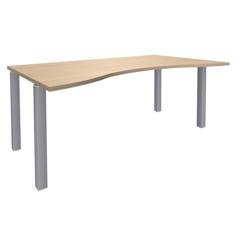 3253310165311-Bureau vague symétrique EXPRIM - L180 cm - Plateau imitation Chêne clair - Pieds alu-P_79432412_1-0