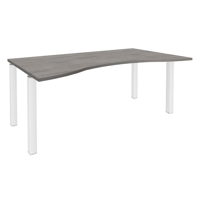 3253310165328-Bureau vague symétrique EXPRIM - L180 cm - Plateau imitation Chêne gris - Pieds blanc-P_79432413_1-0