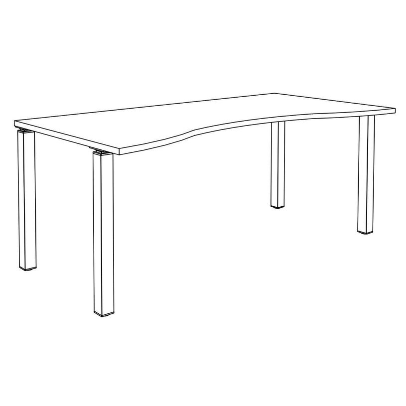 3253310165342-Bureau vague symétrique EXPRIM - L180 cm - Plateau imitation Chêne gris - Pieds carbone-P_79432415_5-4