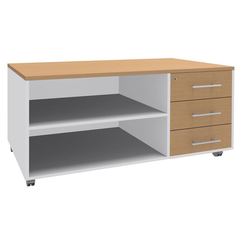 3253310165397-Console mobile EXPRIM/LOFTER/LEVEL - L120 x H63 x P60 cm - 3 tiroirs - coté Blanc - finition faça-P_79432420_1-0