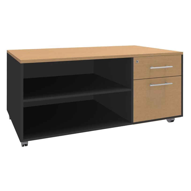 3253310165502-Console mobile EXPRIM/LOFTER/LEVEL - L120 x H63 x P60 cm - 2 tiroirs dont 1 DS - coté anthracite - finition faça-P_79432431_1-0