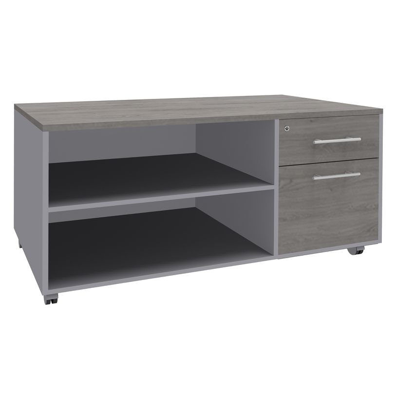 3253310165557-Console mobile EXPRIM/LOFTER/LEVEL - L120 x H63 x P60 cm - 2 tiroirs dont 1 DS - coté aluminium - finition façade et-P_79432436_1-0