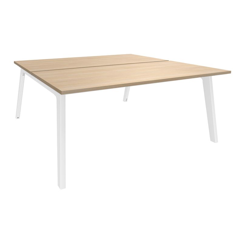 3253310157767-Bureau double STEELY - L120 cm - Double face Depart - Pieds blanc - plateau imitation Chên-P_79432448_1-0