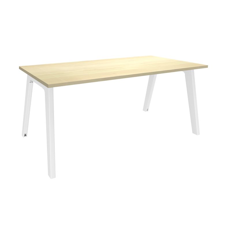 3253310161917-Bureau simple STEELY - L120 cm - pied blanc - plateau imitation Erable-P_79432472_1-0
