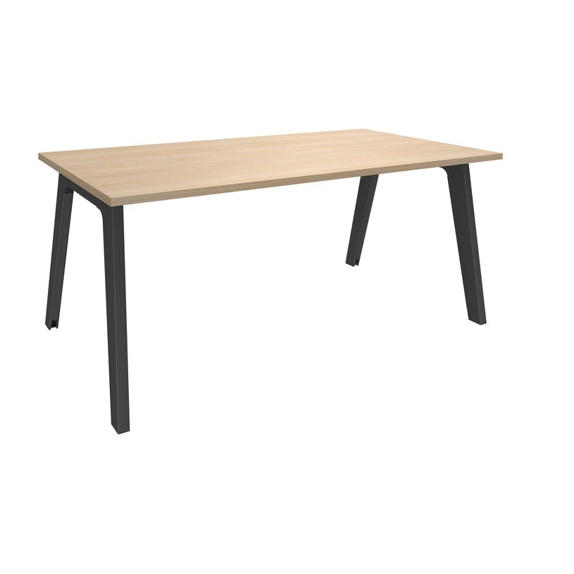 3253310162112-Bureau simple STEELY - L160 cm - pied carbone - plateau imitation Chêne clair-P_79432492_1-0