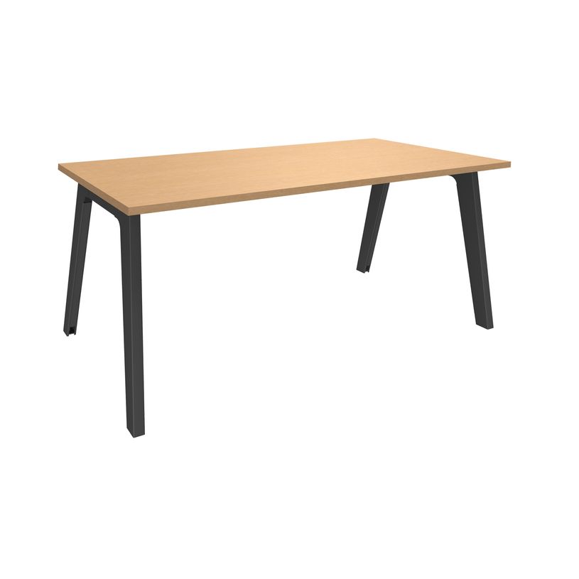 3253310162136-Bureau simple STEELY - L180 cm - pied carbone - plateau imitation Hêtre-P_79432494_1-0