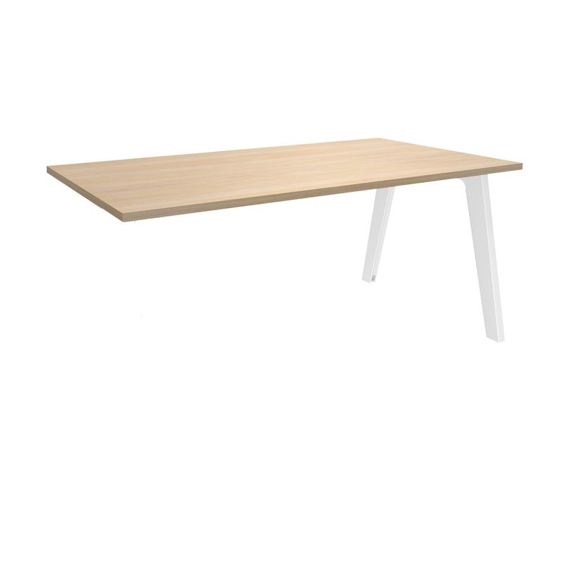 3253310162358-Bureau simple STEELY - L140 cm - Bureau suivant - Pieds blanc - plateau imitation Chêne cl-P_79432516_1-0