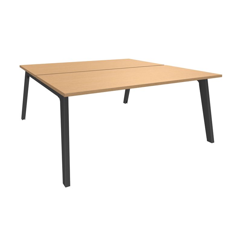 3253310162761-Bureau double STEELY - L160 cm - Double face Depart - Pieds carbone - plateau imitation Hê-P_79432557_1-0