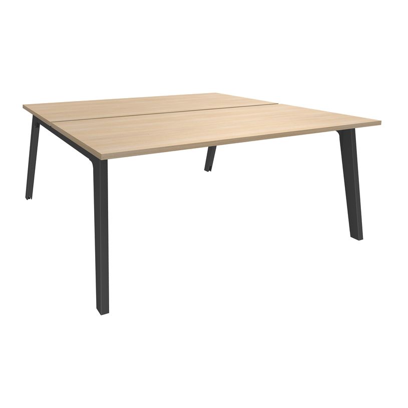 3253310162815-Bureau double STEELY - L160 cm - Double face Depart - Pieds carbone - plateau imitation Ch