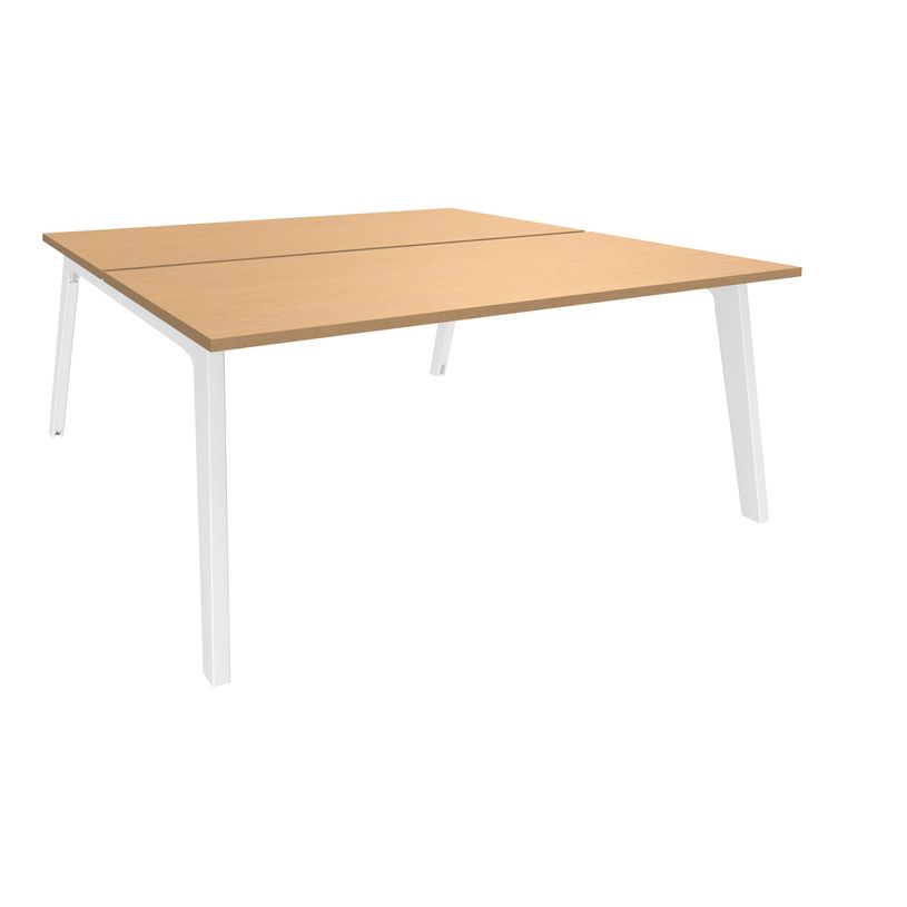 3253310162839-Bureau double STEELY - L180 cm - Double face Depart - Pieds blanc - plateau imitation Hêtr-P_79432564_1-0