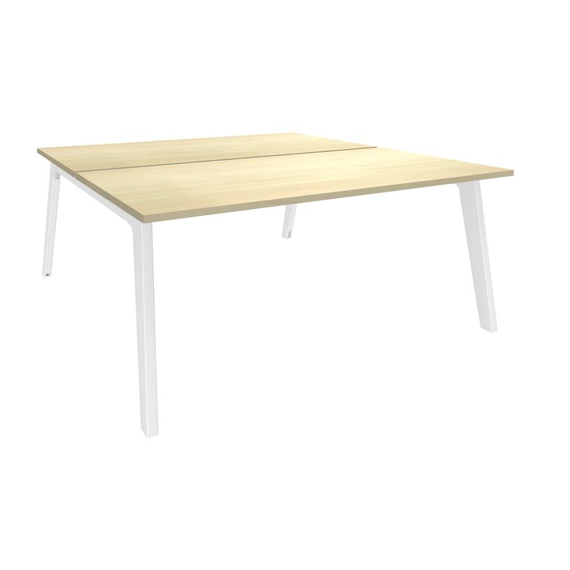 3253310162853-Bureau double STEELY - L180 cm - Double face Depart - Pieds blanc - plateau imitation Erabl-P_79432566_1-0