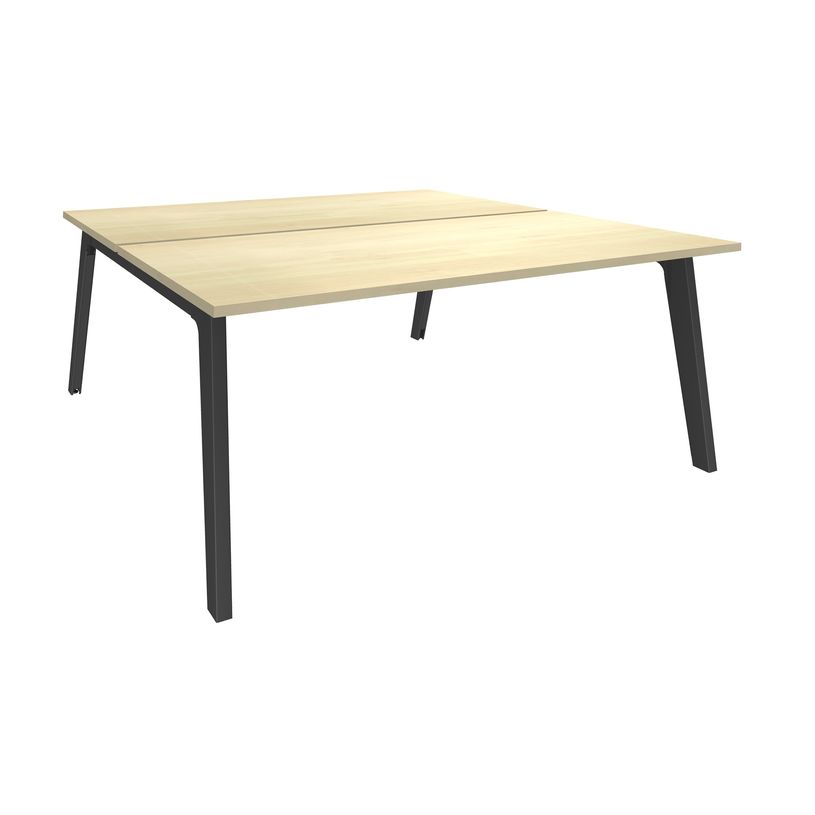 3253310162860-Bureau double STEELY - L180 cm - Double face Depart - Pieds carbone - plateau imitation Era-P_79432567_1-0