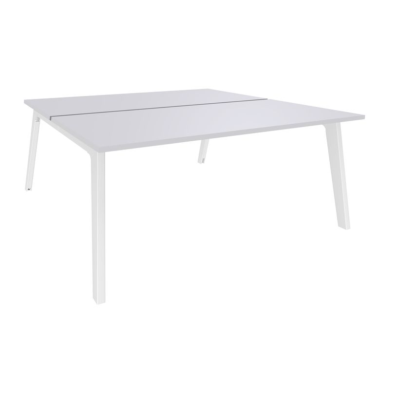 3253310162877-Bureau double STEELY - L180 cm - Double face Depart - Pieds blanc - plateau Blanc Perle-P_79432568_1-0
