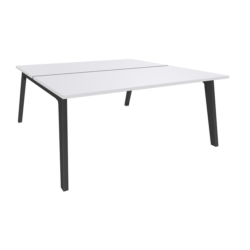 3253310162884-Bureau double STEELY - L180 cm - Double face Depart - Pieds carbone - plateau Blanc perle-P_79432569_1-0