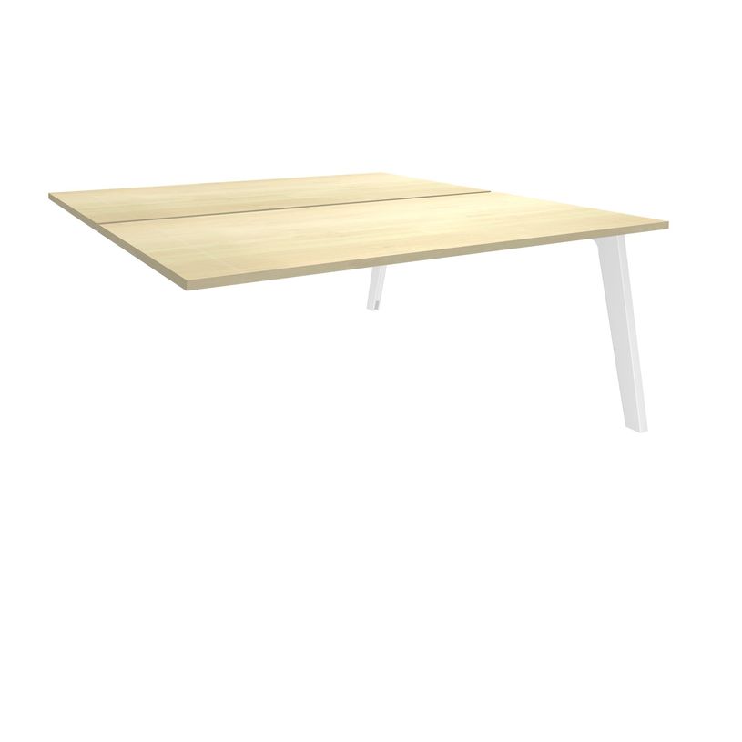 3253310162938-Bureau double STEELY - L120 cm - Double face Suivant - Pieds blanc - plateau imitation Erab-P_79432574_1-0