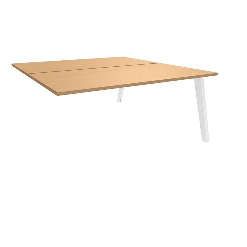 3253310163119-Bureau double STEELY - L160 cm - Double face Suivant - Pieds blanc - plateau imitation Hêt-P_79432592_1-0