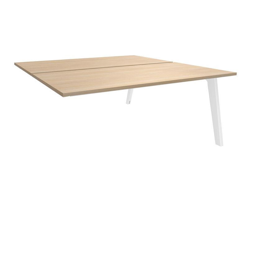 3253310163171-Bureau double STEELY - L160 cm - Double face Suivant - Pieds blanc - plateau imitation Chê-P_79432598_1-0