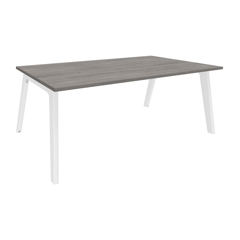 3253310163331-Bureau STEELY Manager - L180 cm - pied blanc - plateau imitation Chêne gris-P_79432614_1-0
