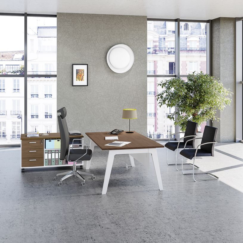 3253310163348-Bureau STEELY Manager - L180 cm - pied carbone - plateau imitation Chêne gris-P_79432615_4-1