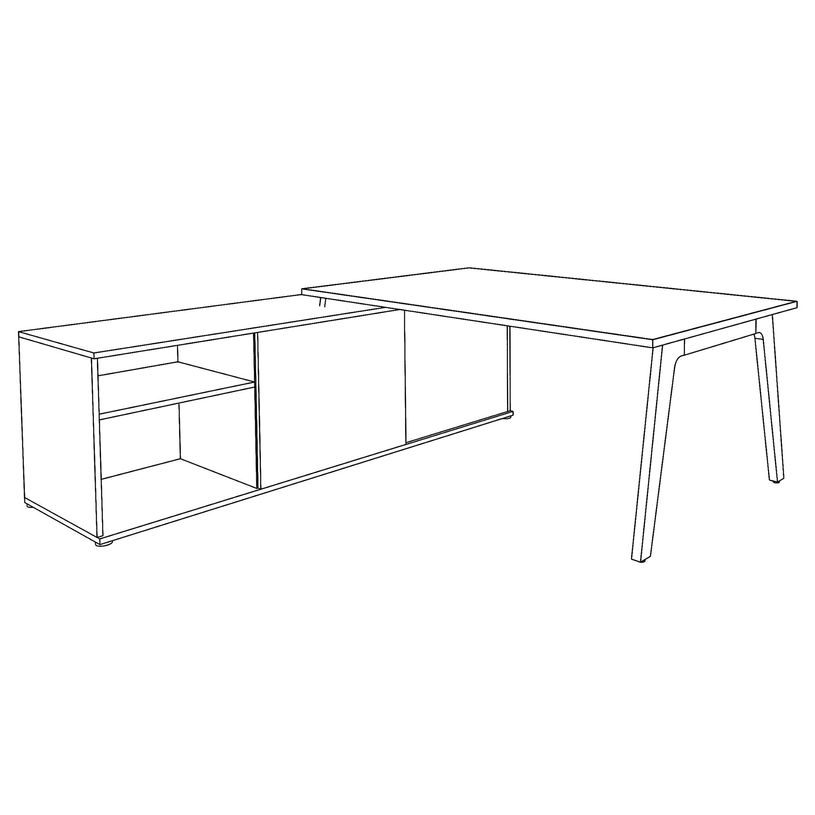 3253310163423-Bureau STEELY Manager - L180 x P100 x H72,5 cm - console retour à gauche (2 tiroirs) L200 x P60 x H72,5 cm - pieds carbone - -P_79432623_4-3